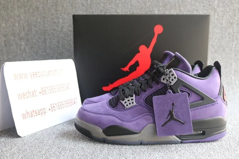 Authentic Travis Scott x Air Jordan 4 Retro Purple Suede Black Midsole