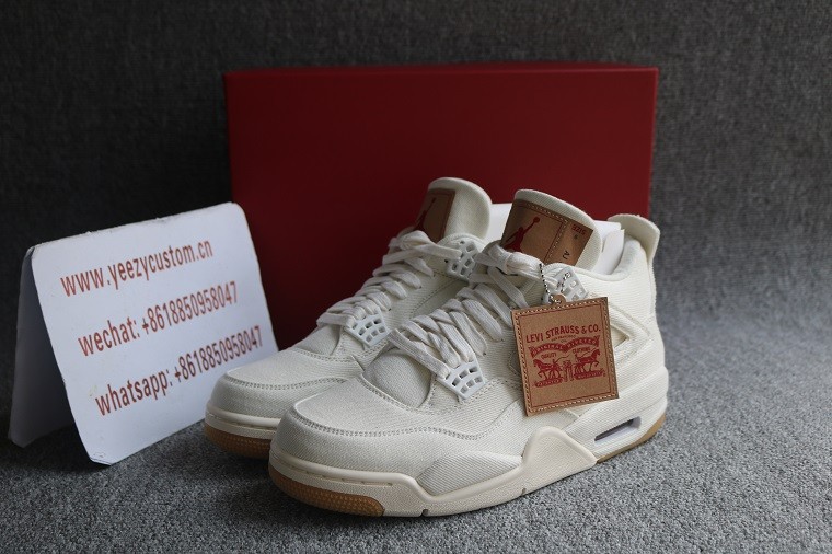 Authentic Air Jordan 4 Levis White 