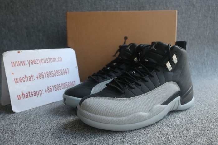 Authentic Air Jordan 12 Black Wolf Grey