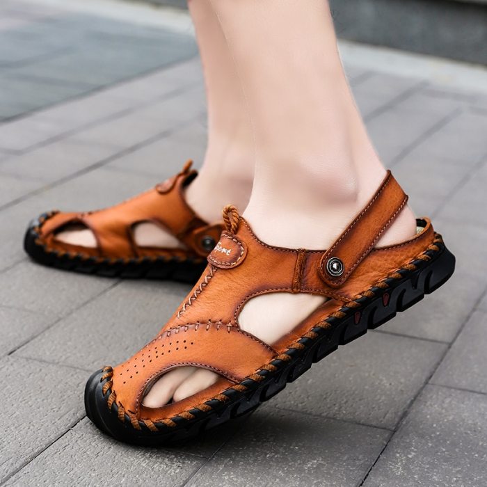 New Casual Men Soft Sandals Comfortable Men Summer Leather Men's slippers Men Roman Summer Outdoor Beach Sandals Big Size 38-48 Buy now and save 50%!
