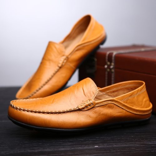 New Leather Shoes Men Loafers Men Casual Shoes Moccasins Breathable Sneakers Men Driving Shoes Comfort Flats Plus Size