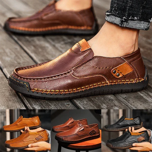 ⏰Buy Now 50% off ✨ Hand-stitched cowhide casual shoes ， Stretch elastic band ，Smooth needlework thread