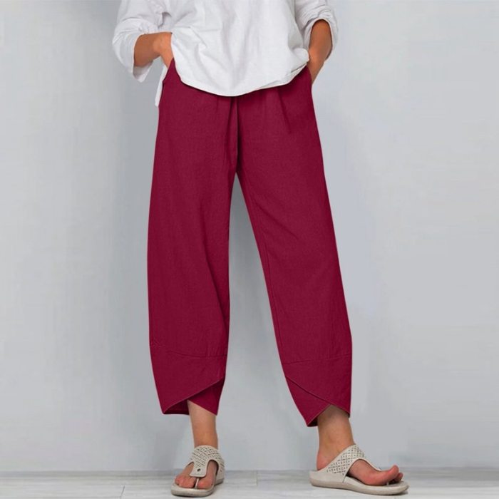 🎉Save 50% on your purchase ❤️ Elastic waist cotton linen loose fitting casual pants ✨Size S-5XL