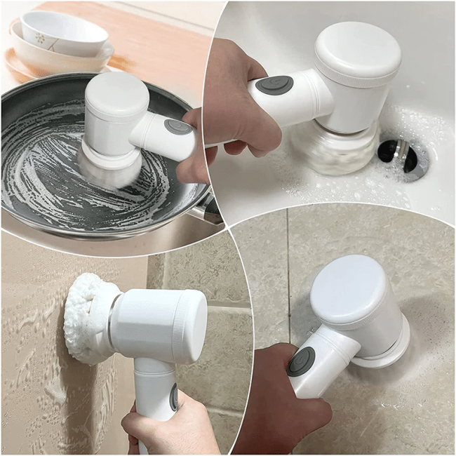 🎉 S.F. shipping! ✨Multifunctional handheld cordless motorized cleaning brush ❤️ Five brush heads switch at will 💙  🍀 🛒