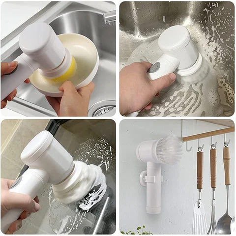 🎉 S.F. shipping! ✨Multifunctional handheld cordless motorized cleaning brush ❤️ Five brush heads switch at will 💙  🍀 🛒