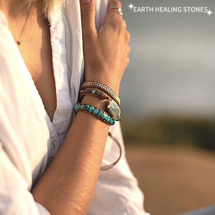 🌟TURQUOISE ✨JASPER HEALING WRAP BRACELET💙