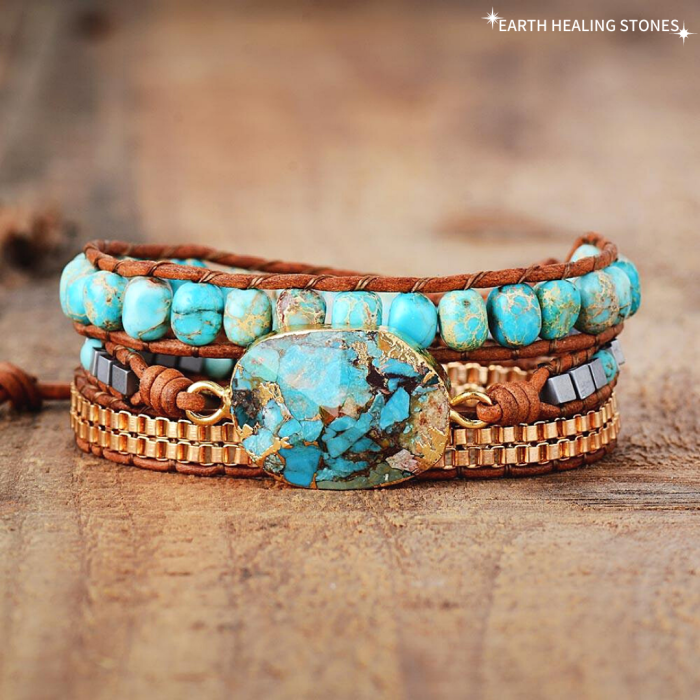 🌟TURQUOISE ✨JASPER HEALING WRAP BRACELET💙