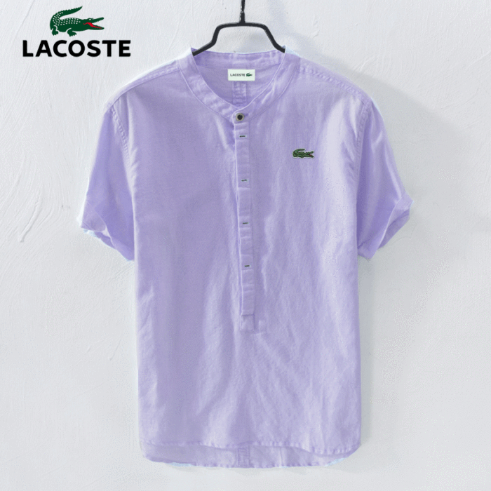 【大遠百緊急撤離 清倉大促】LACOSTE鱷魚夏季小清新休閒短袖棉麻襯衫