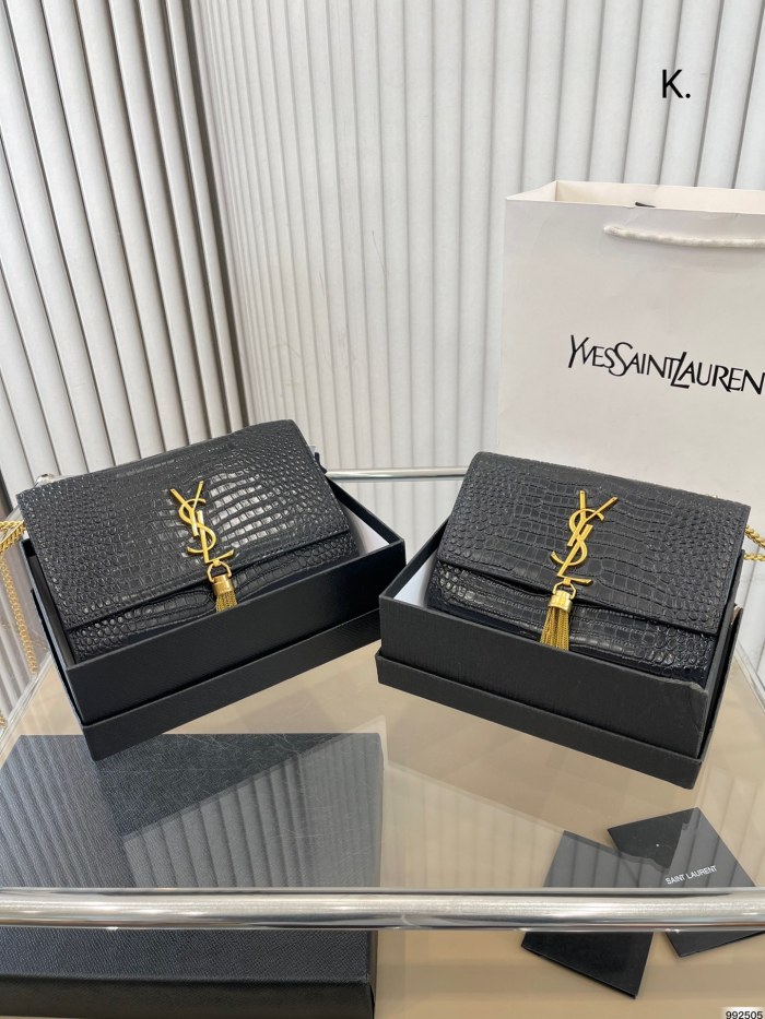 【YSL】ケイト タッセル  クロコダイルエンボスレザー