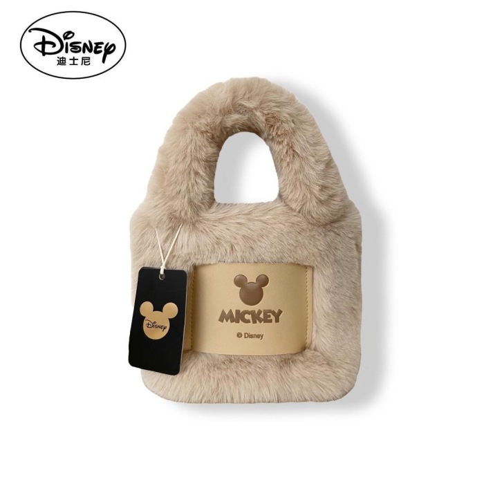 Disney/迪士尼秋冬毛絨手提包包蓬鬆質感皮革毛毛包