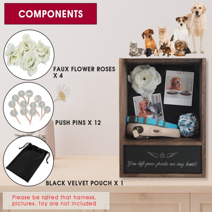Pet Memorial Shadow Box, Memorial Gift Frame Pet Urn for Ashes Display Case for Dogs & Cats Remembrance Memory Keepsake