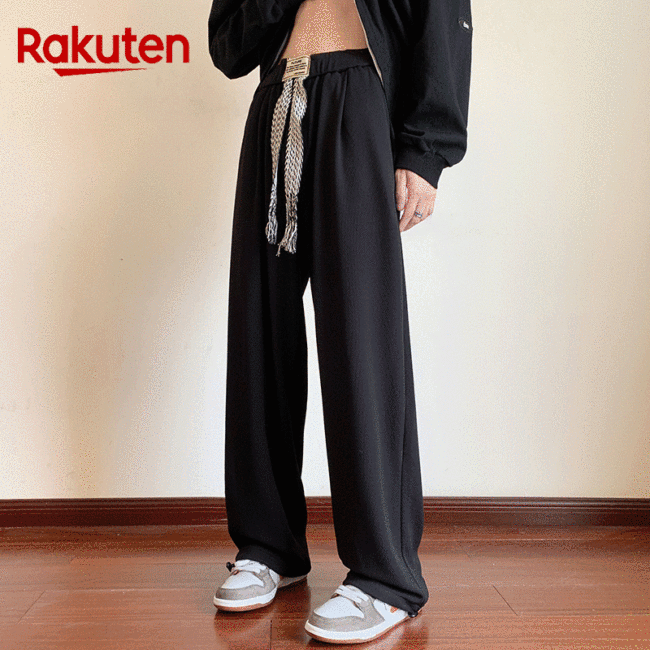 Japan's Rakuten Market best-selling thin wide-leg pants with thick rope belt design and loose casual pants can be worn by both men and women.