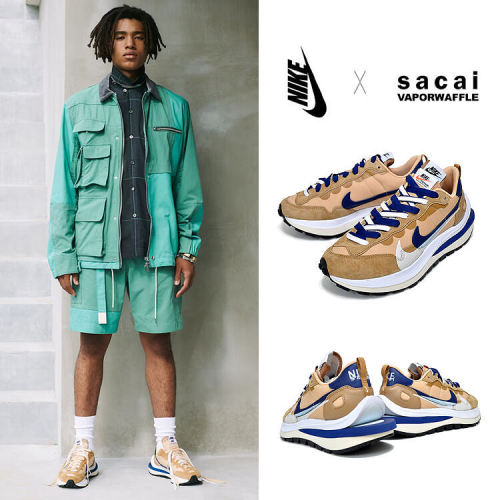 【SACAI X NIKE】🔥2024 年新色発売！★激レア確定！世界が欲しがるプレミアムな一足♪【男女兼用】 Vaporwaffle によるコラボスニーカー