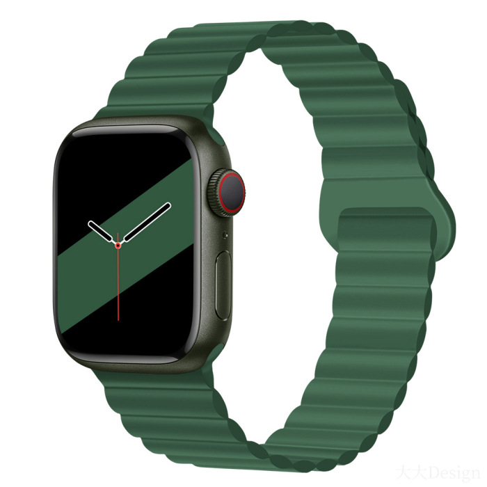適用於 Apple iwatch S9 S8 錶帶 Ultra/2 雙色矽膠 Applewatch7/6 磁性錶帶。