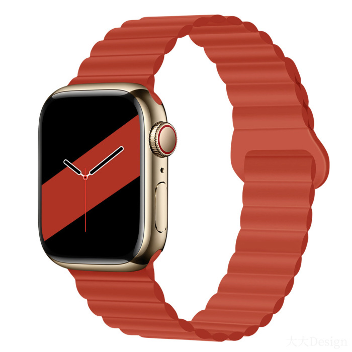 適用於 Apple iwatch S9 S8 錶帶 Ultra/2 雙色矽膠 Applewatch7/6 磁性錶帶。
