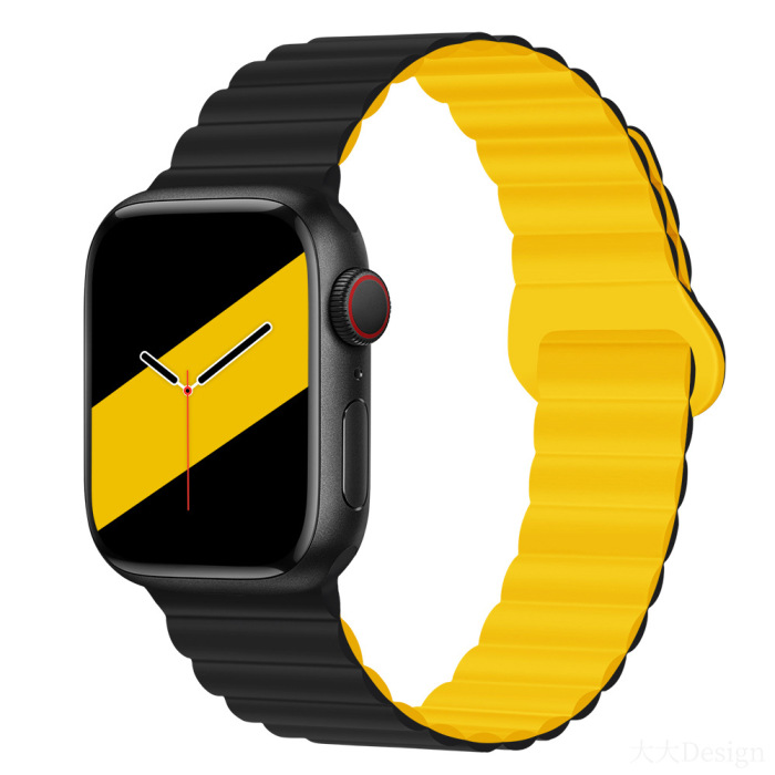 適用於 Apple iwatch S9 S8 錶帶 Ultra/2 雙色矽膠 Applewatch7/6 磁性錶帶。