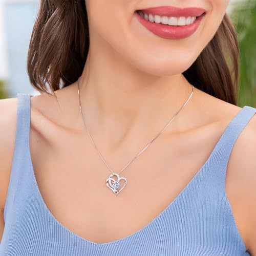 Double Love Pendant Necklace Women Fashion Zircon Love Necklace