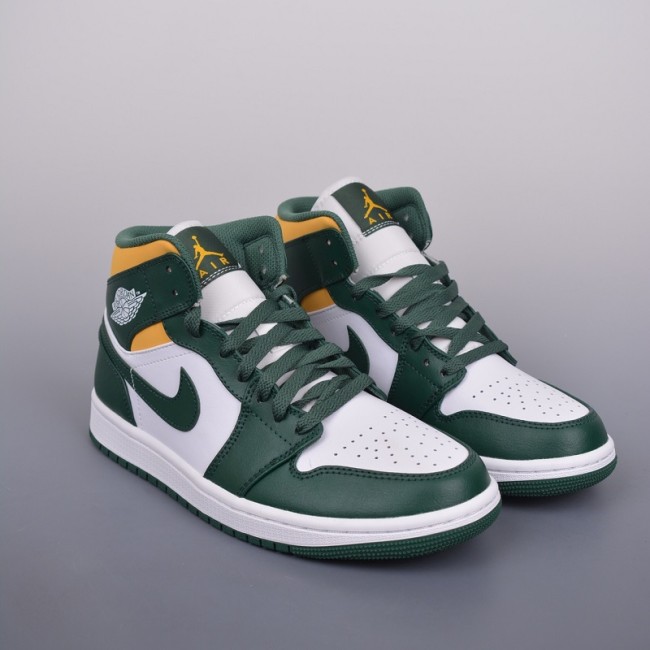 Air Jordan 1 Mid Seattle, white, green, yellow
