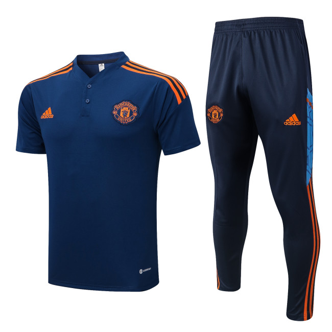 Manchester United 2022/2023 Short Sleeve Tracksuit Blue