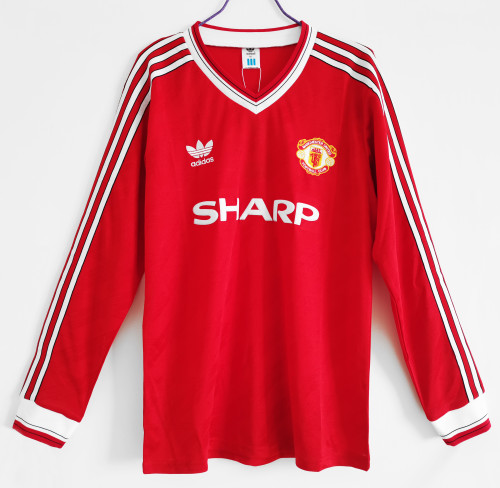 Machester United 1986 home retro shirt long sleeve