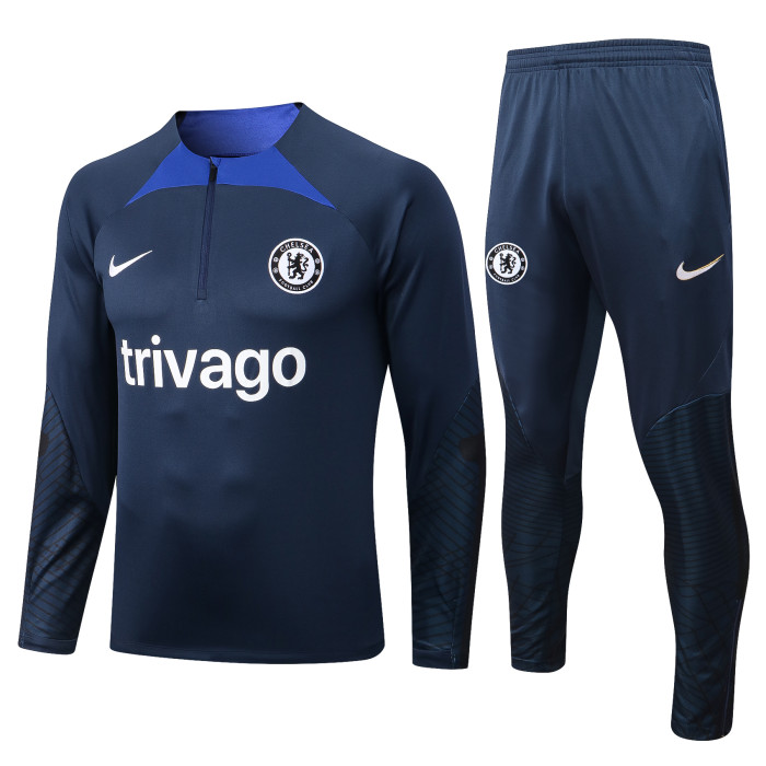 Chelsea 2022/2023 1/4 zipper tracksuit dark blue