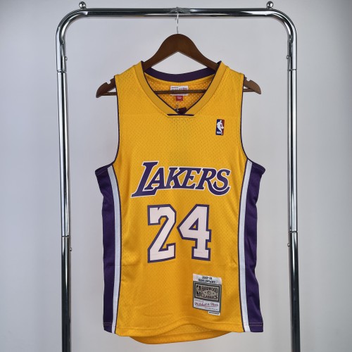 Mn hot pressed retro jersey: SW Lakers 2008/09 season V-neck Yellow No. 24 Kobe Bryant