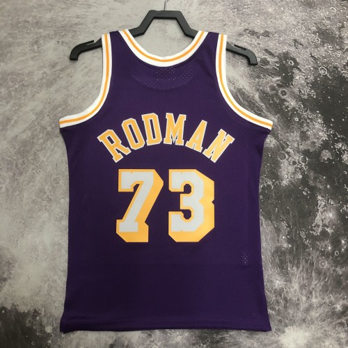 MN Hot Press Retro Jersey: SW Lakers season 9899, Round Neck Purple No. 73 Dennis Rodman