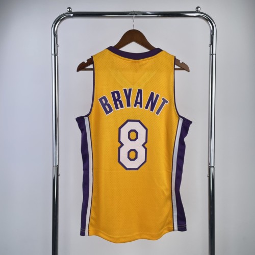 Mn hot pressed retro jersey: SW Lakers season 99/00 V-neck Yellow No. 8 Kobe Bryant