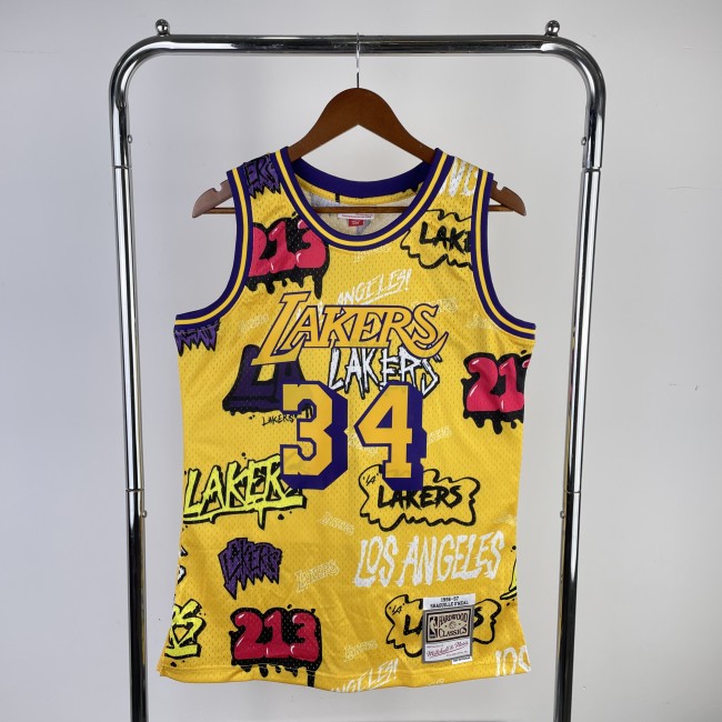 Mn hot pressed retro jersey: SW Lakers season 9697, Graffiti No. 34 Onil