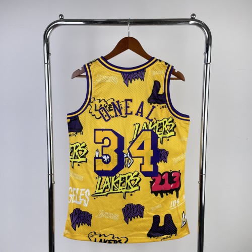 Mn hot pressed retro jersey: SW Lakers season 9697, Graffiti No. 34 Onil