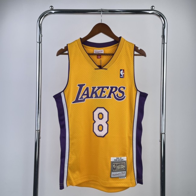 Mn hot pressed retro jersey: SW Lakers season 99/00 V-neck Yellow No. 8 Kobe Bryant