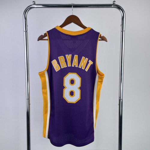 Mn hot pressed retro jersey: SW Lakers season 00/01 v-neck Purple No. 8 Kobe Bryant