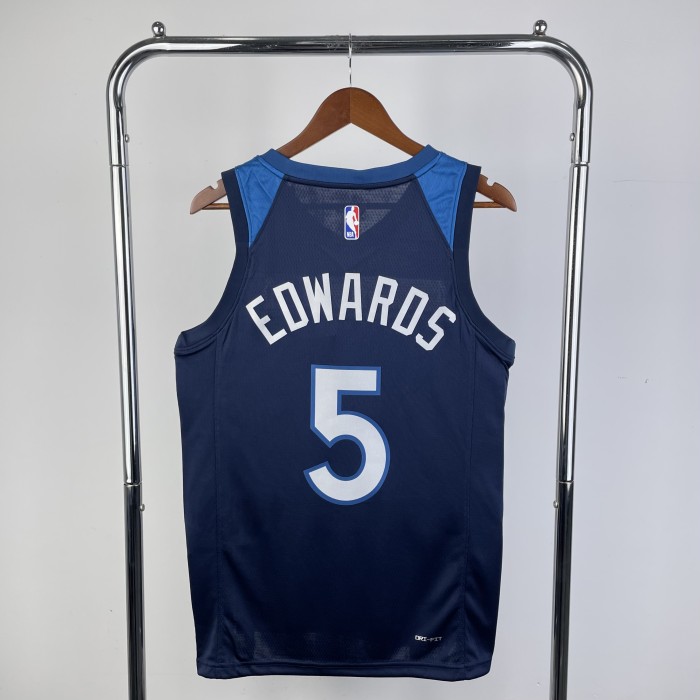 23rd season, Timberwolves, away, navy blue No. 5 Edwards