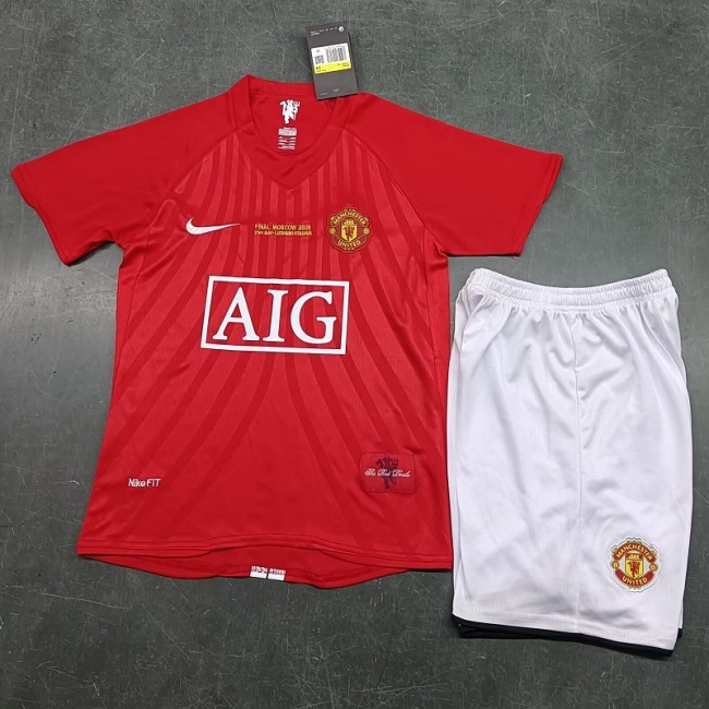 Retro 07/08 Manchester United home kids kit Champion Edition