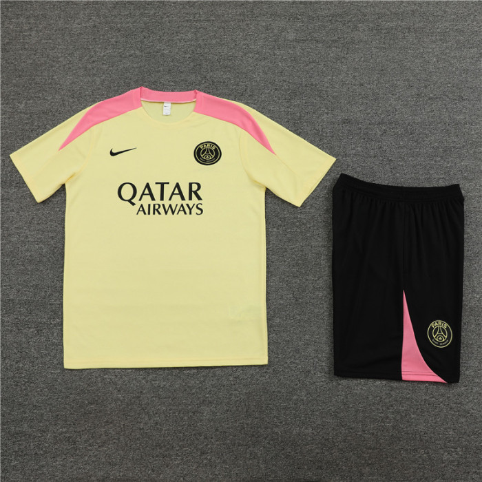 24/25 PSG kids short -sleeved training suit yellow