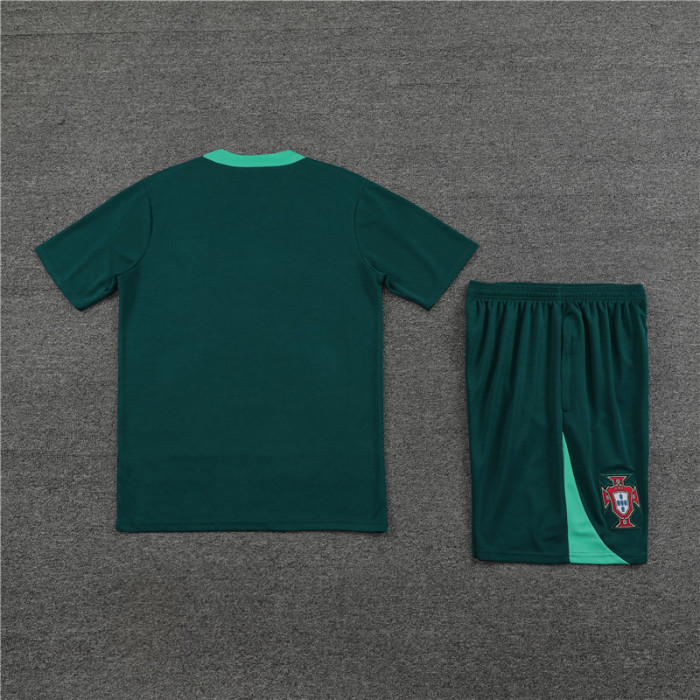 24/25 Portugal kids short -sleeved green training suit