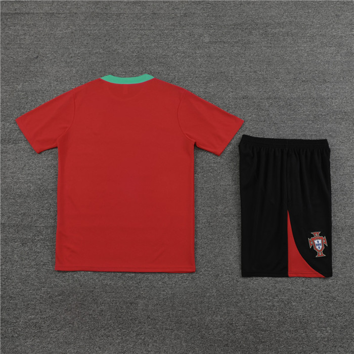 24/25 Portugal kids short -sleeved red training suit