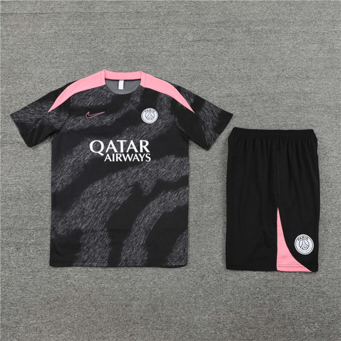 24/25 PSG kids Short sleeve training suit Black gray