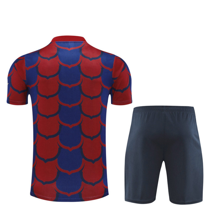 24/25 Barcelona kids Short sleeve training suit Red Blue