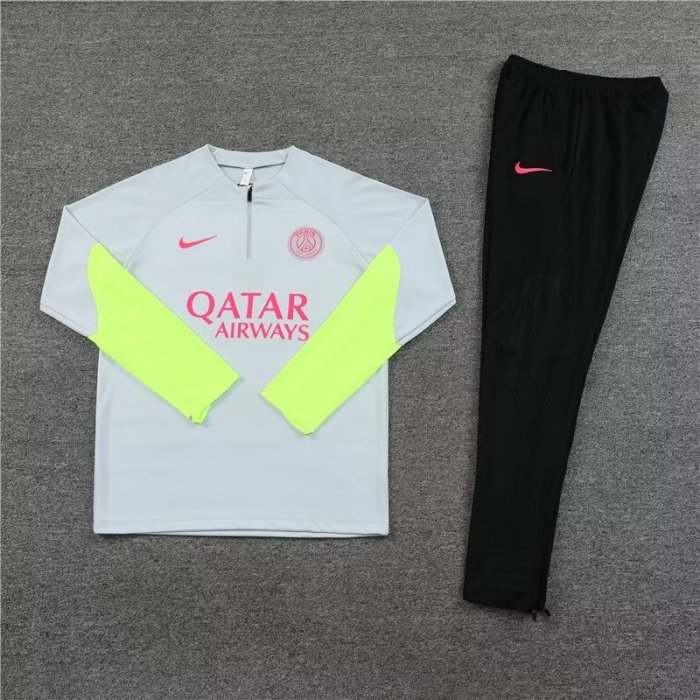 23/24 PSG Jordan Light grey fluorescent green training suit