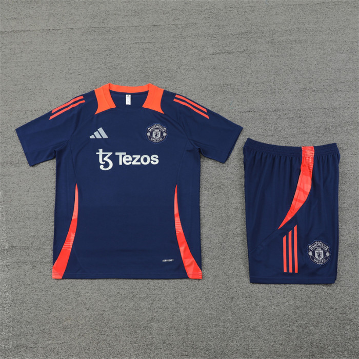 24/25 Manchester United kids Short sleeve royal blue training suit
