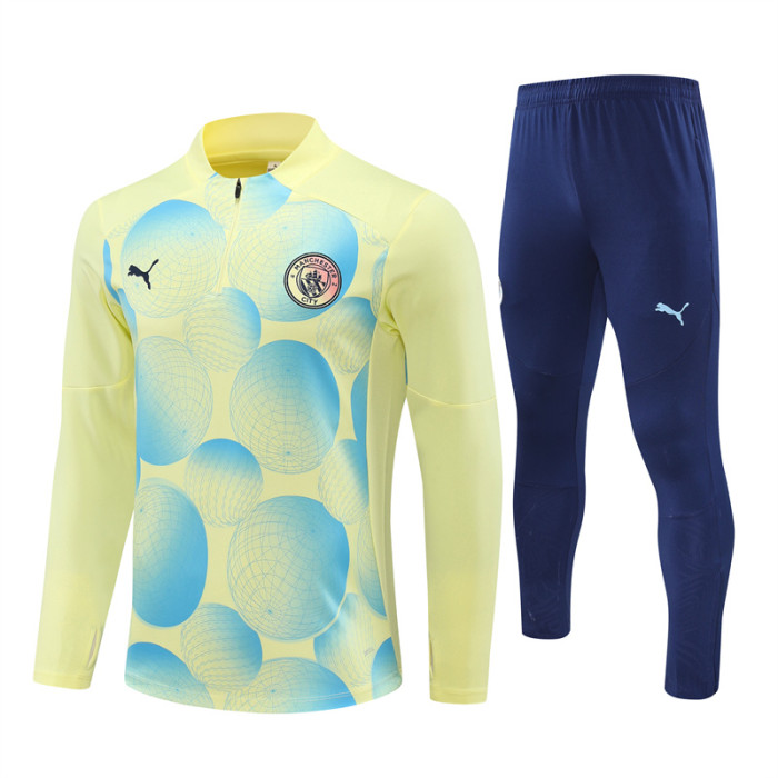 24/25 Manchester city kids training suit light yellow