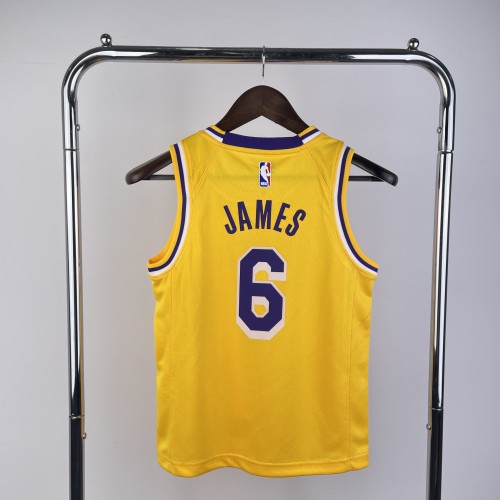 NBA Lakers #6 JAMES kids Basketball Jersey yellow