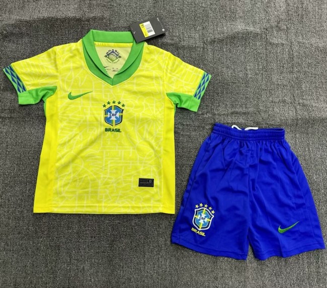 24/25 Brazil home kids kit football Jersey