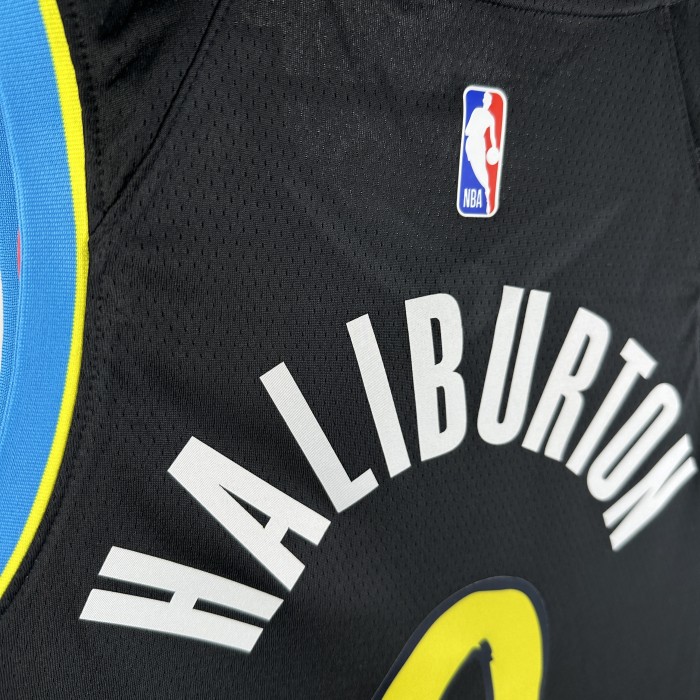 24 NBA Pacers City Edition #0 Halliburton Basketball Jersey