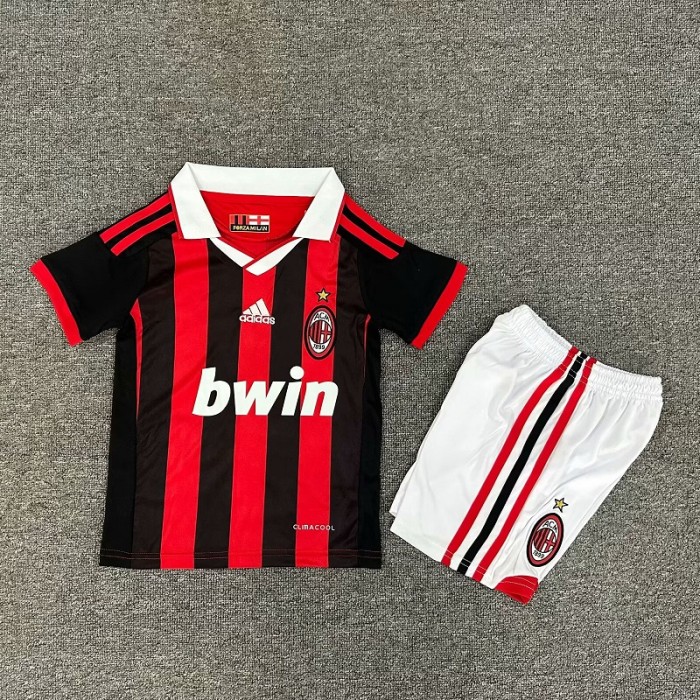 Retro 09/10 AC Milan home kids kit