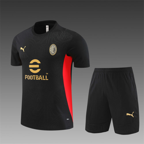 24/25 AC Milan Short sleeve black training Adult suit