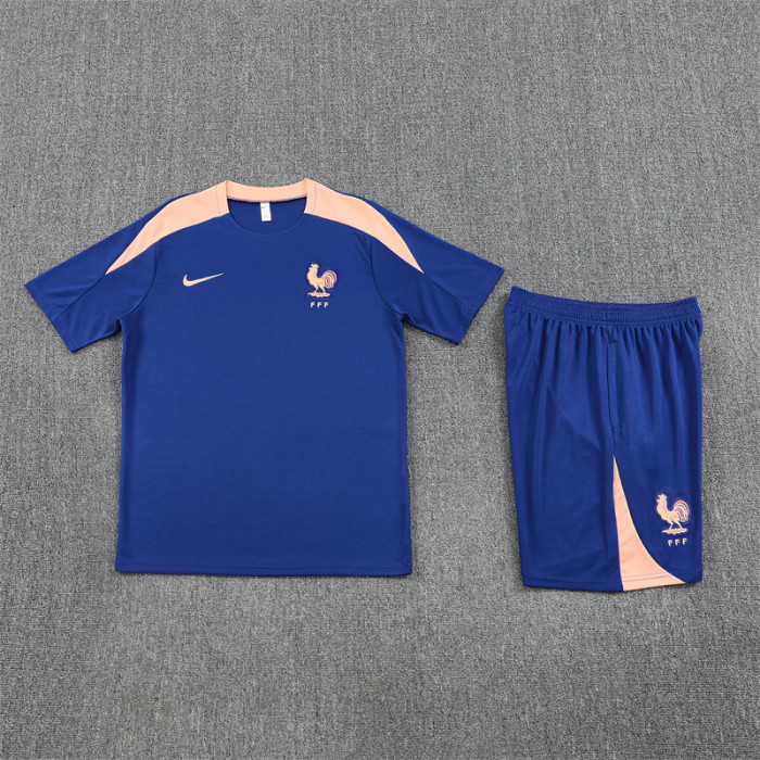 25/26 France kids short sleeved training suit royal blue