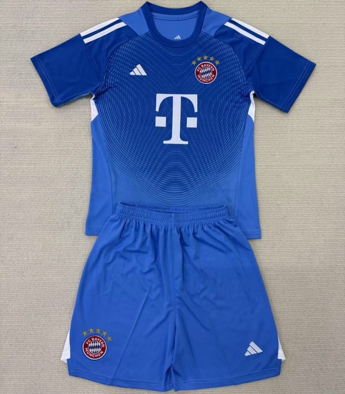25/26 bayern munich goalkeeper kids kit blue