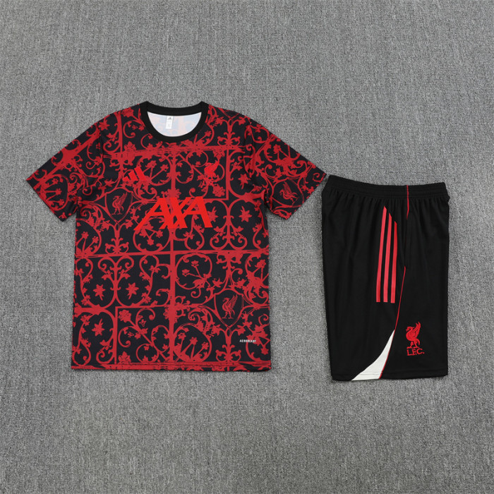 25/26 Liverpool kids Short sleeve training suit black red
